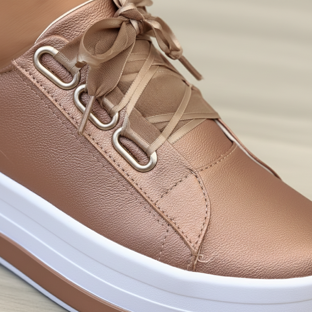 Aitana | Zapatillas Plataforma Casual Mujer Cordones Ojales Metálicos Suela Alta