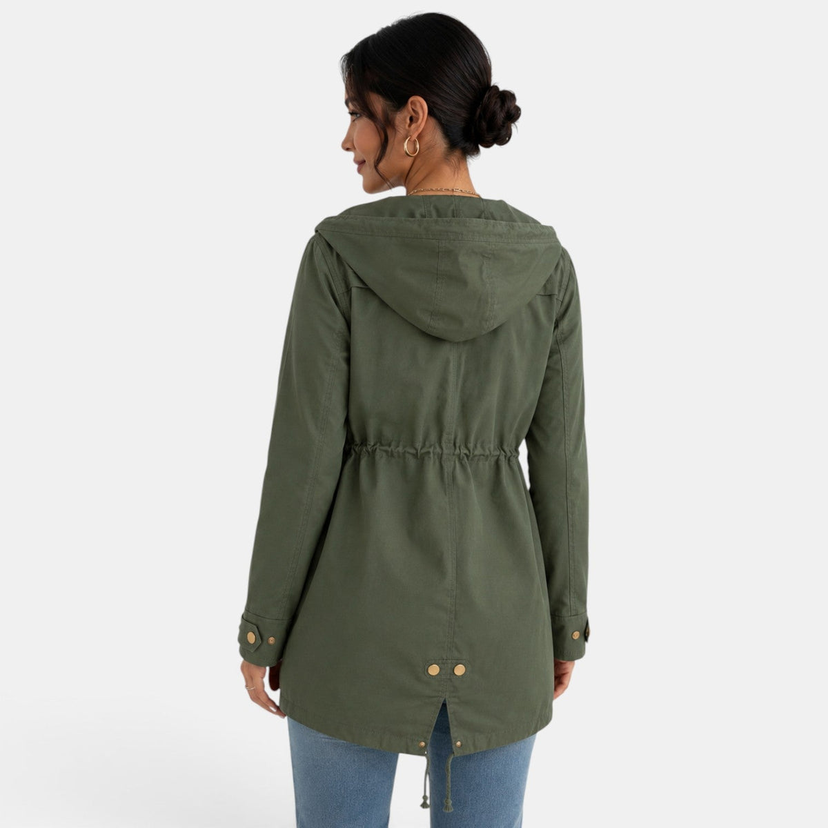 Gabardina de algodón con capucha para mujer