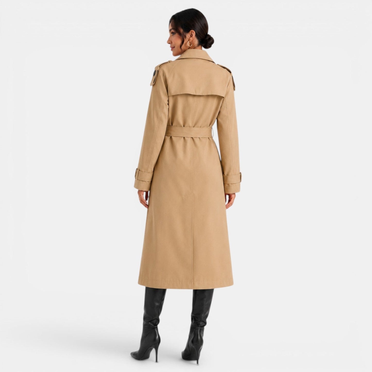 Gabardina elegante con cinturón para mujer