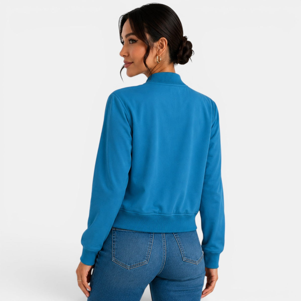 Chaqueta bomber ligera con botones para mujer