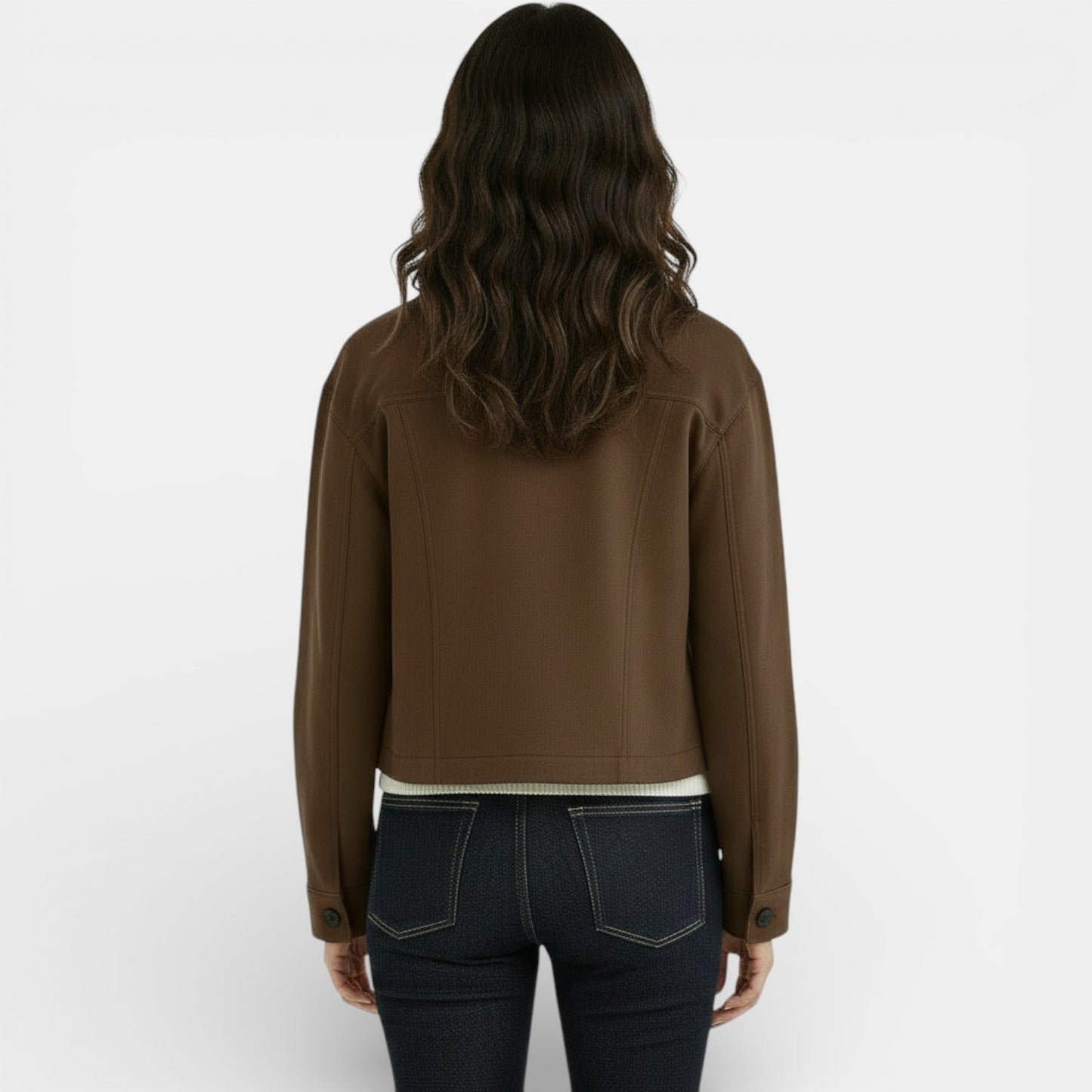 Chaqueta corta de ante sintético para mujer