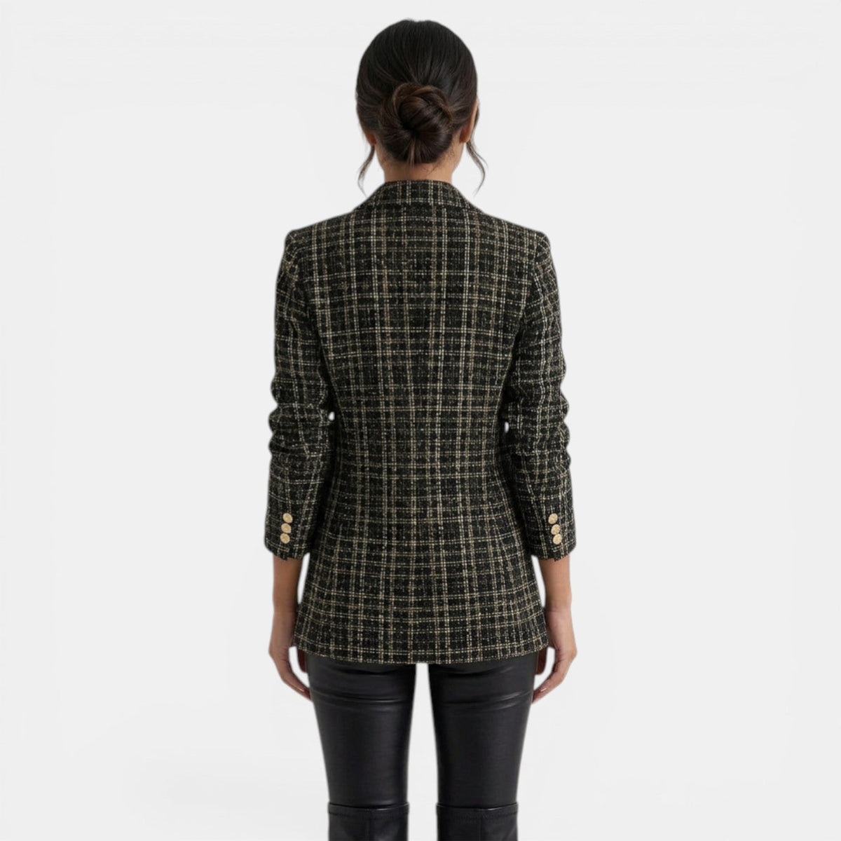 Blazer de mujer estampado con doble botonadura