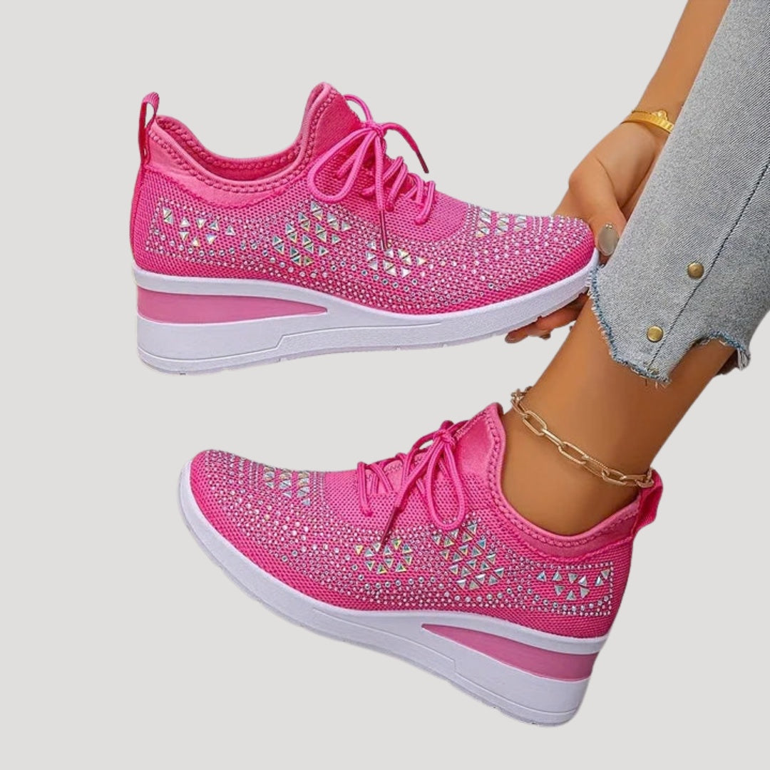 Cristina | Zapatillas Plataforma con Strass Mujer Cordones