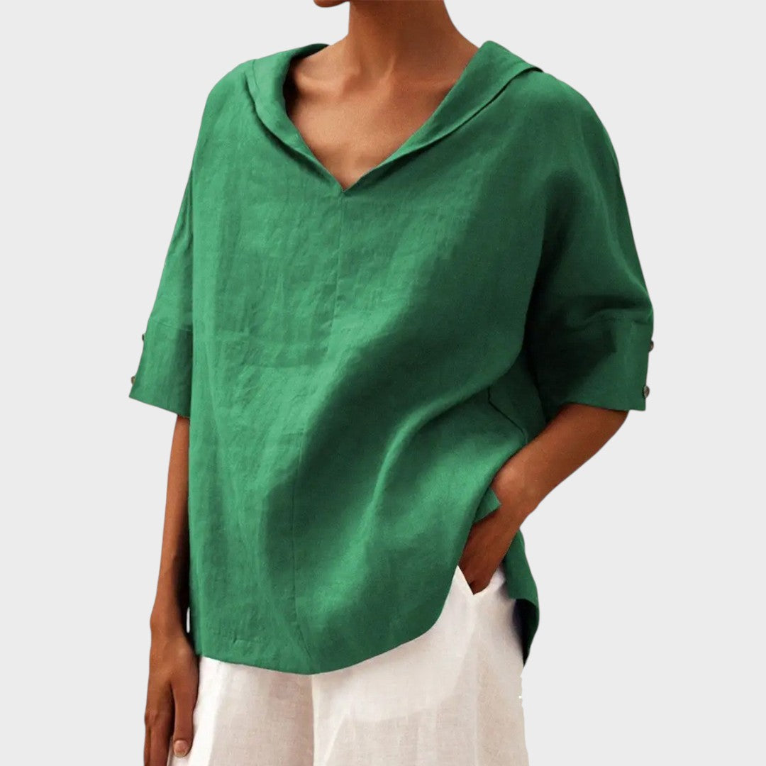 Blusa Mujer Ligera Con Cuello Abierto – Estilo Casual Elegante
