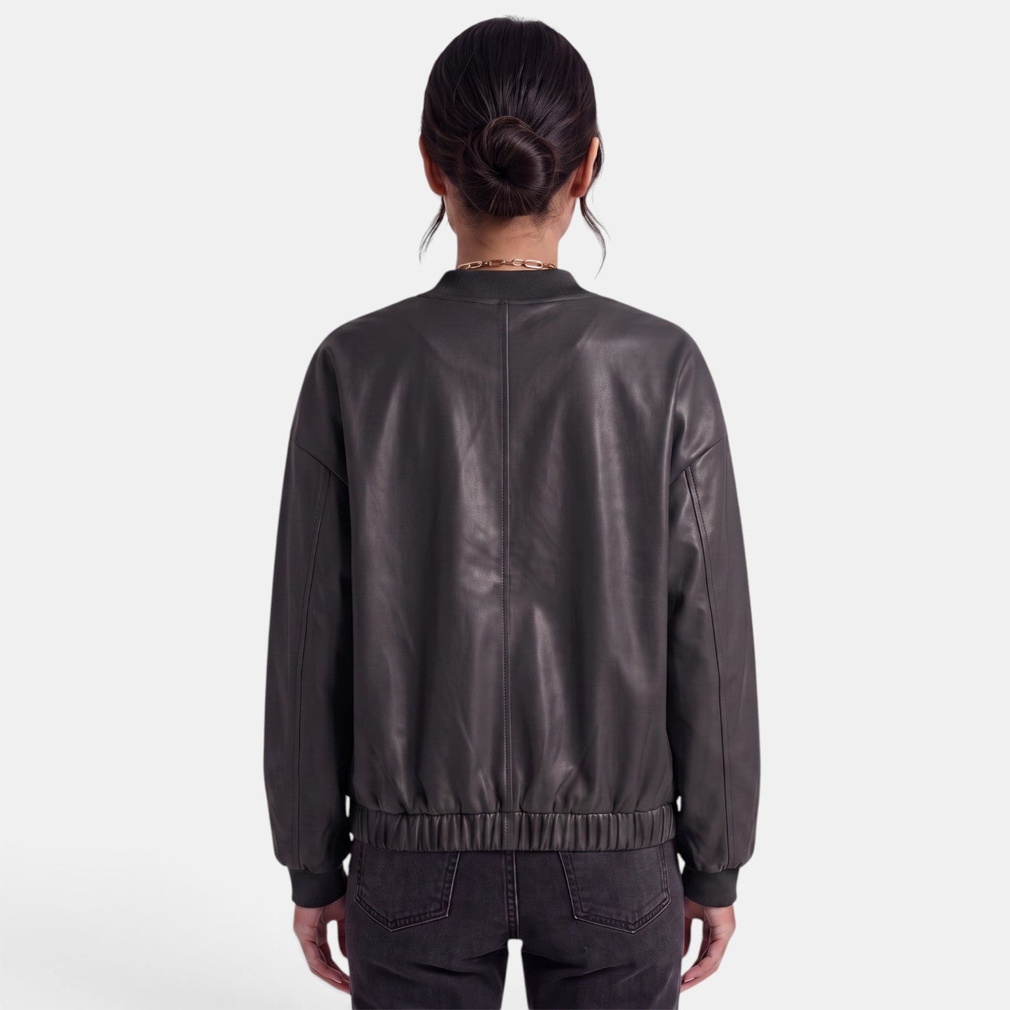 Chaqueta biker de cuero sintético para mujer