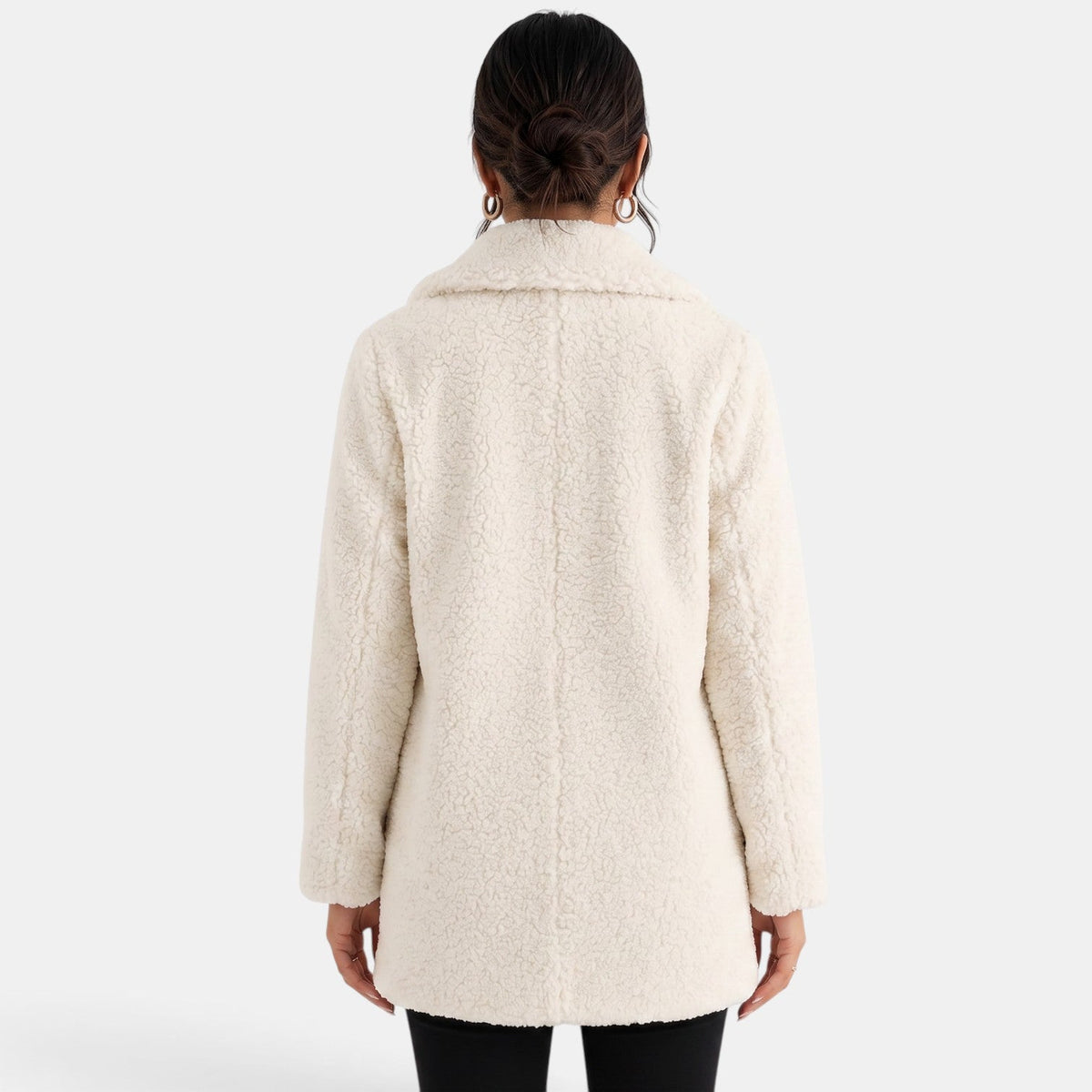 Abrigo blanco de peluche para mujer