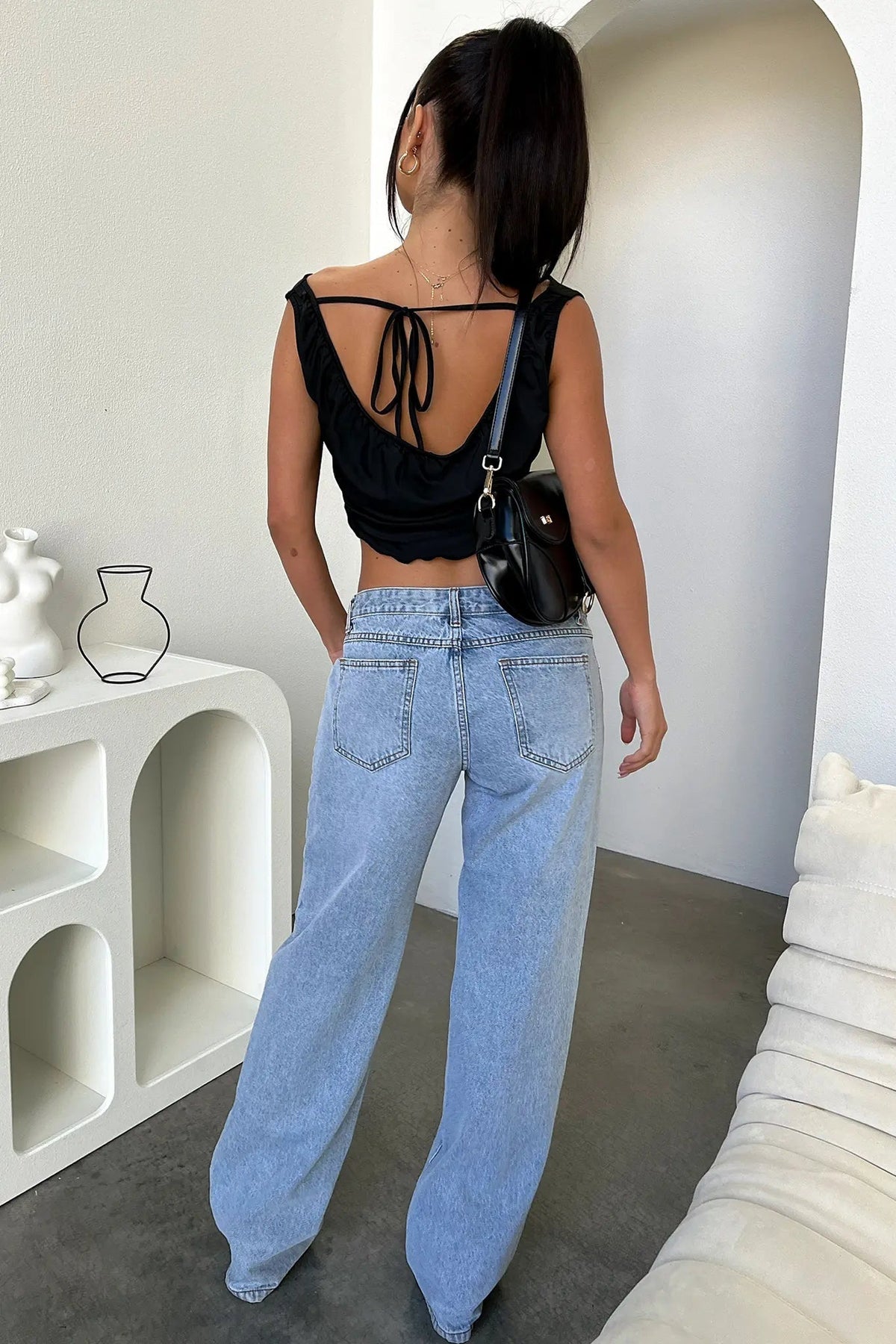 Naia | Pantalones Vaqueros Anchos de Cintura Baja Mujer Pierna Recta
