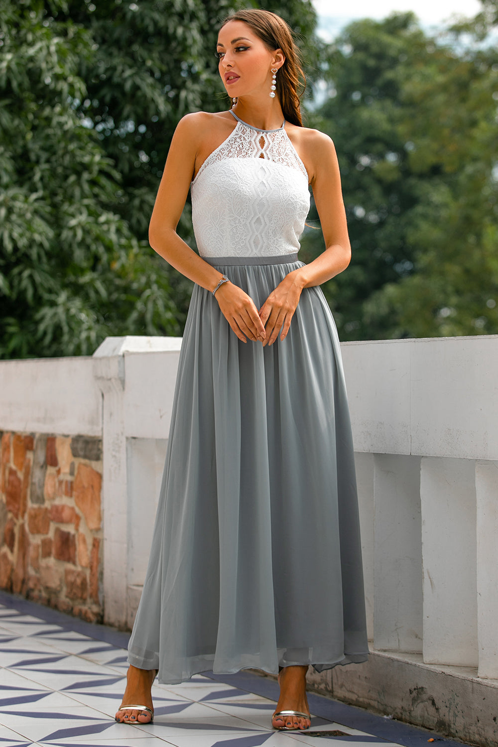 Alejandra | Vestido maxi de mujer para invitada de boda con cuello halter