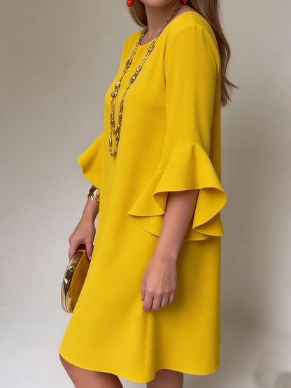 Vestido mujer fluido manga volante – vestido elegante cómodo verano