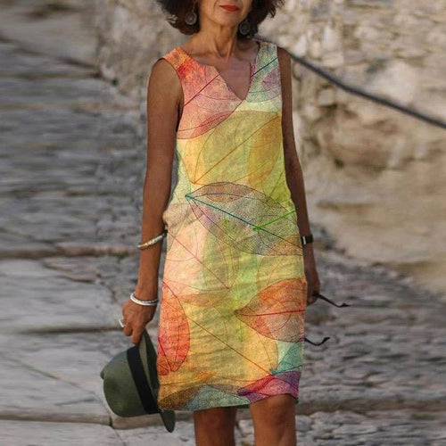 Zorviano | Minivestido elegante de mujer con cuello en V | Sin Mangas