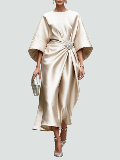 Vestido Midi Mujer Satinado Con Detalle Elegante – Diseño Fluido Sofisticado