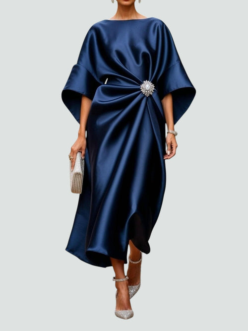 Vestido Midi Mujer Satinado Con Detalle Elegante – Diseño Fluido Sofisticado