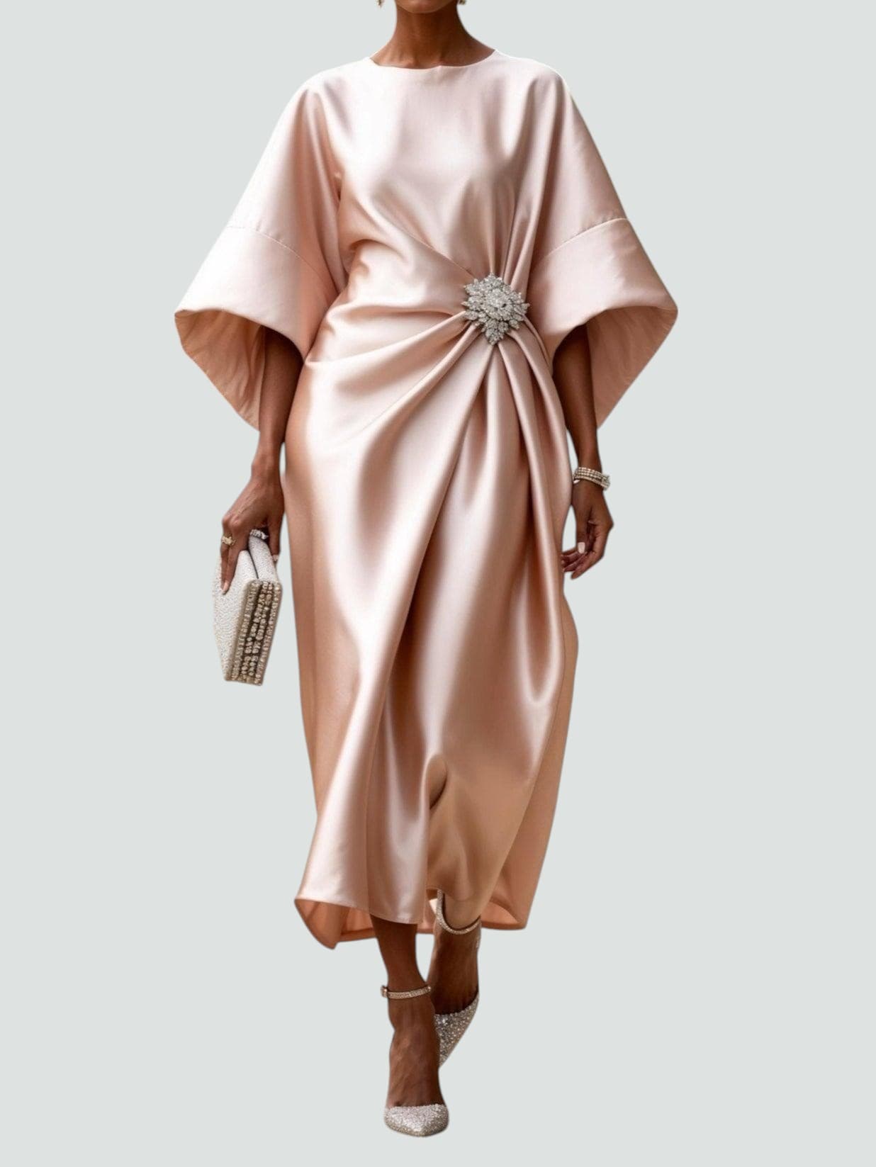 Koralia | Vestido midi para mujer con nudo frontal elegante | Moderno