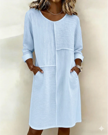 Vestido mujer algodón lino texturizado – vestido cómodo casual verano