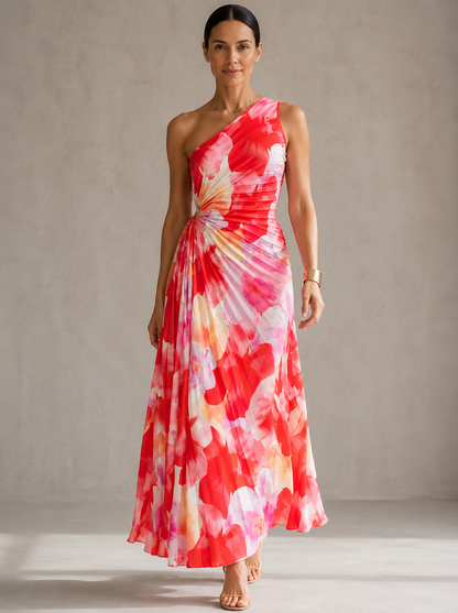 Yanira | Vestido plisado con hombro único