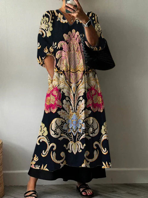 Vestido maxi bohemio para mujer con estampado elegante