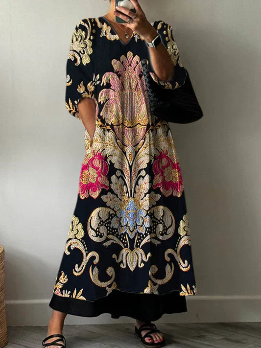 Vestido maxi bohemio para mujer con estampado elegante