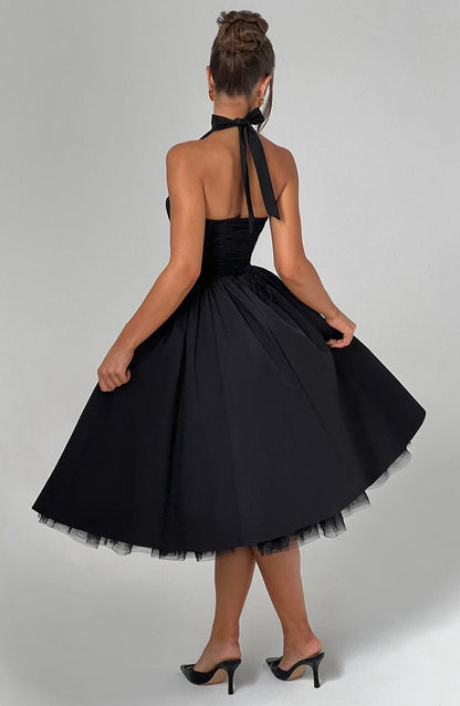Lúa | Vestido midi halter para mujer para eventos