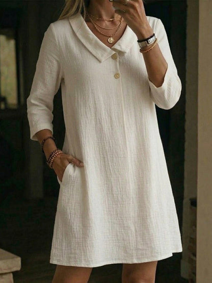 Vestido Mujer Suelto con Solapas – Estilo Cómodo y Minimalista