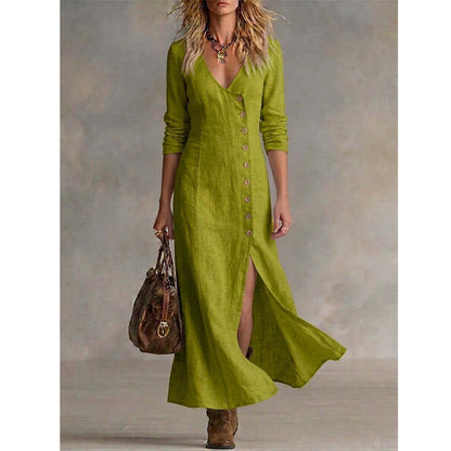 Vestido mujer vintage elegante con botones