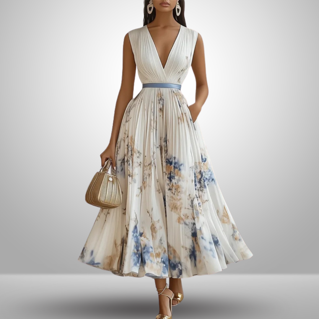 Andrea | Vestido maxi de verano de mujer sin mangas y estampado floral