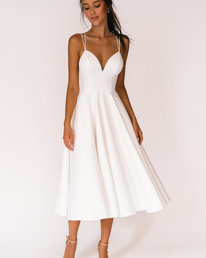 Valeska | Vestido midi de tirantes con escote profundo para mujer