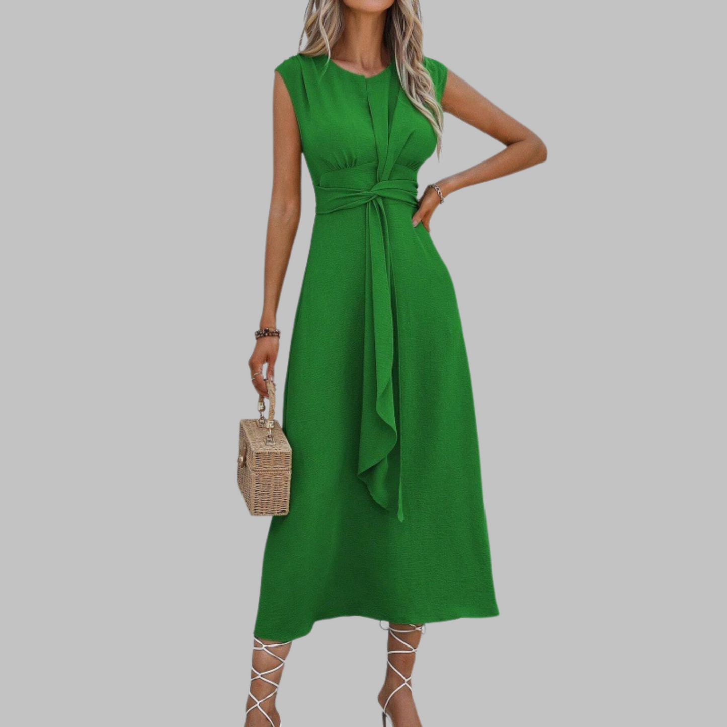 Zanira | Vestido maxi elegante con cuello redondo y sin mangas