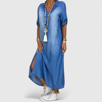 Vestido Maxi Mujer Estilo Denim – Diseño Suelto Elegante y Versátil