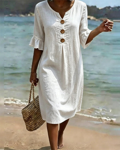 Vestido Denim Mujer Verano – Corte Fluido con Mangas Acampanadas