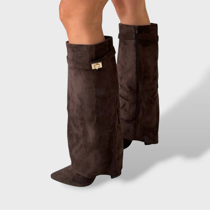 Botas Altas Mujer Clásicas de Ante Elegantes
