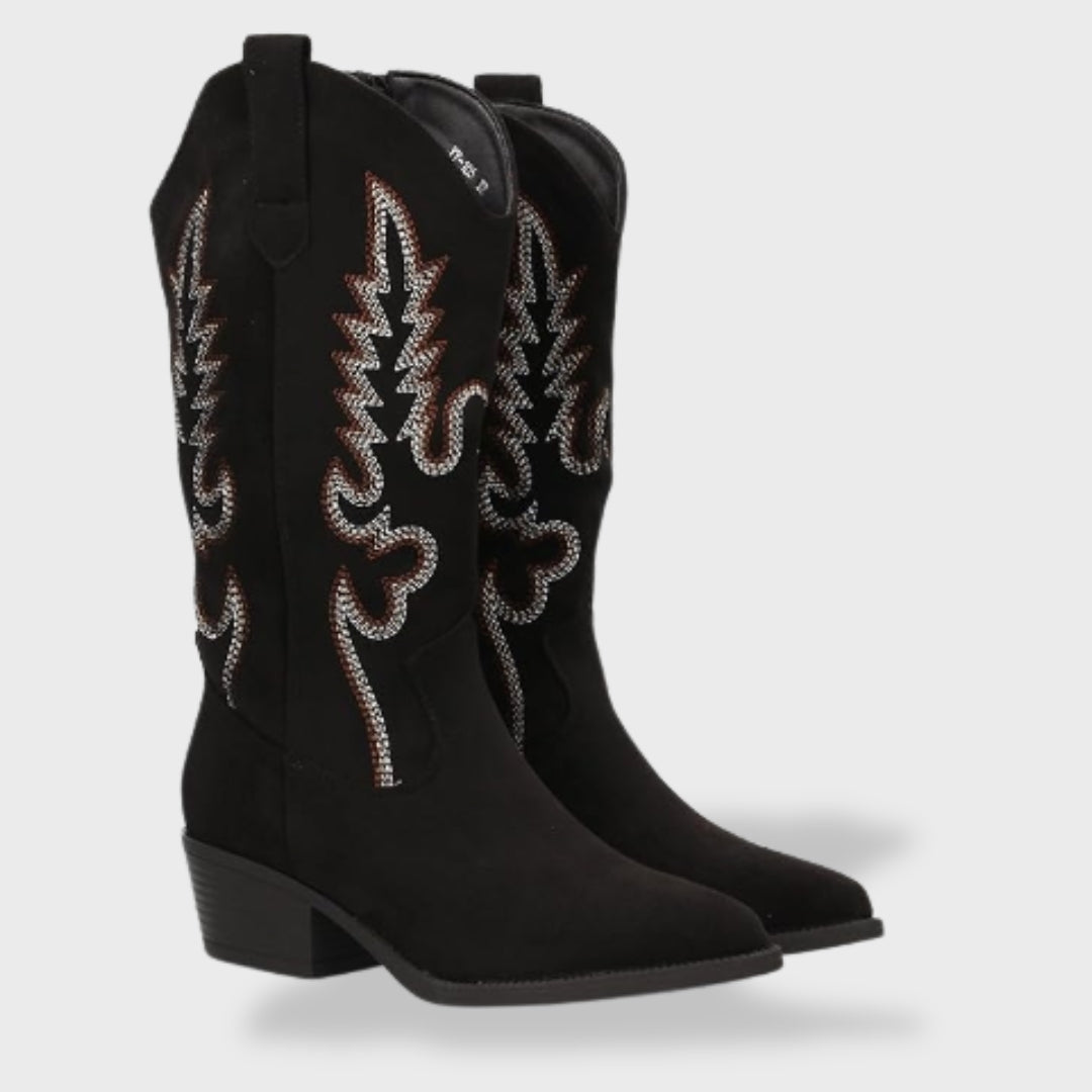 Botas Ortopédicas Cowboy Bordado Ante Mujer