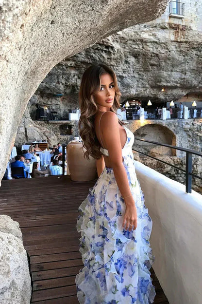 Uri | Vestido Midi Floreado con Volantes