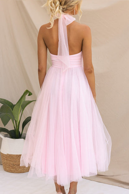 Demetrio | Vestido largo sin mangas con escote halter | Maxi