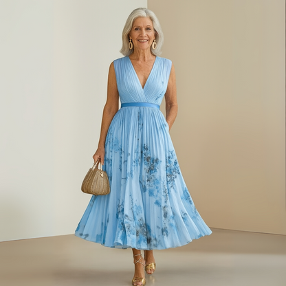 Andrea | Vestido maxi de verano de mujer sin mangas y estampado floral