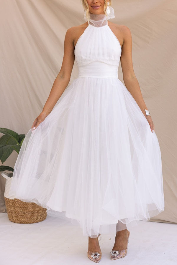 Demetrio | Vestido largo sin mangas con escote halter | Maxi