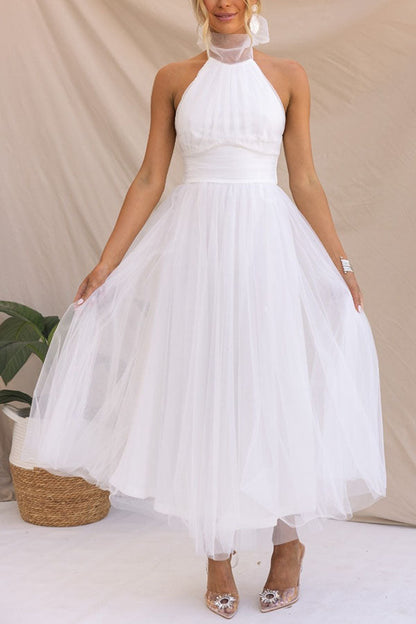 Demetrio | Vestido largo sin mangas con escote halter | Maxi
