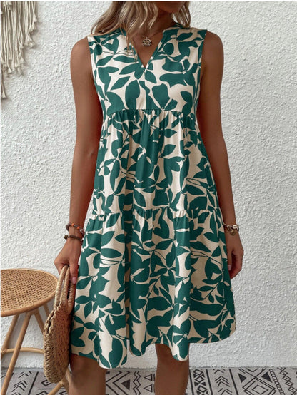 Vestido corto para mujer con estampado floral y escote en V