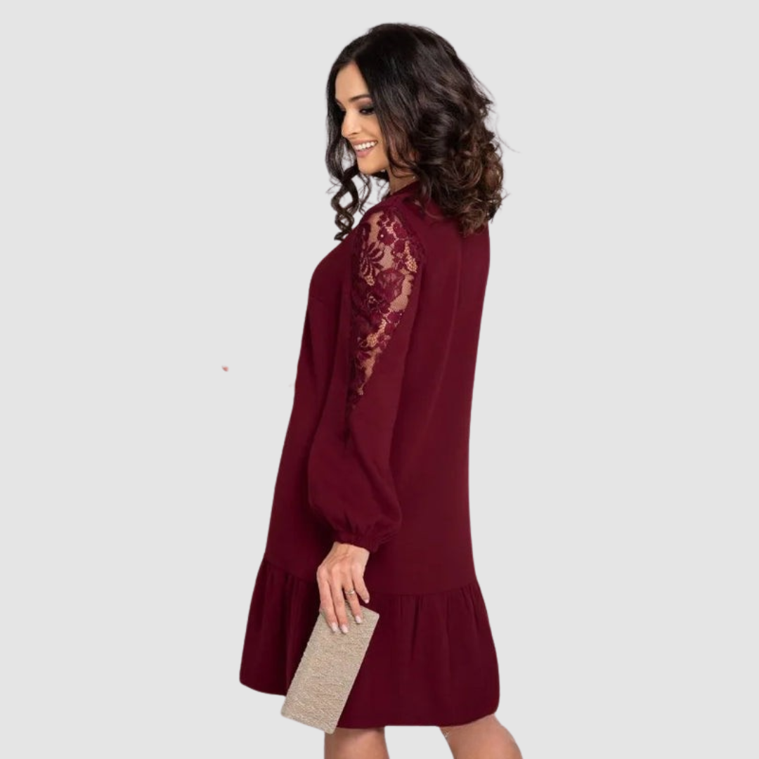 Lowris | Vestido midi con mangas de encaje