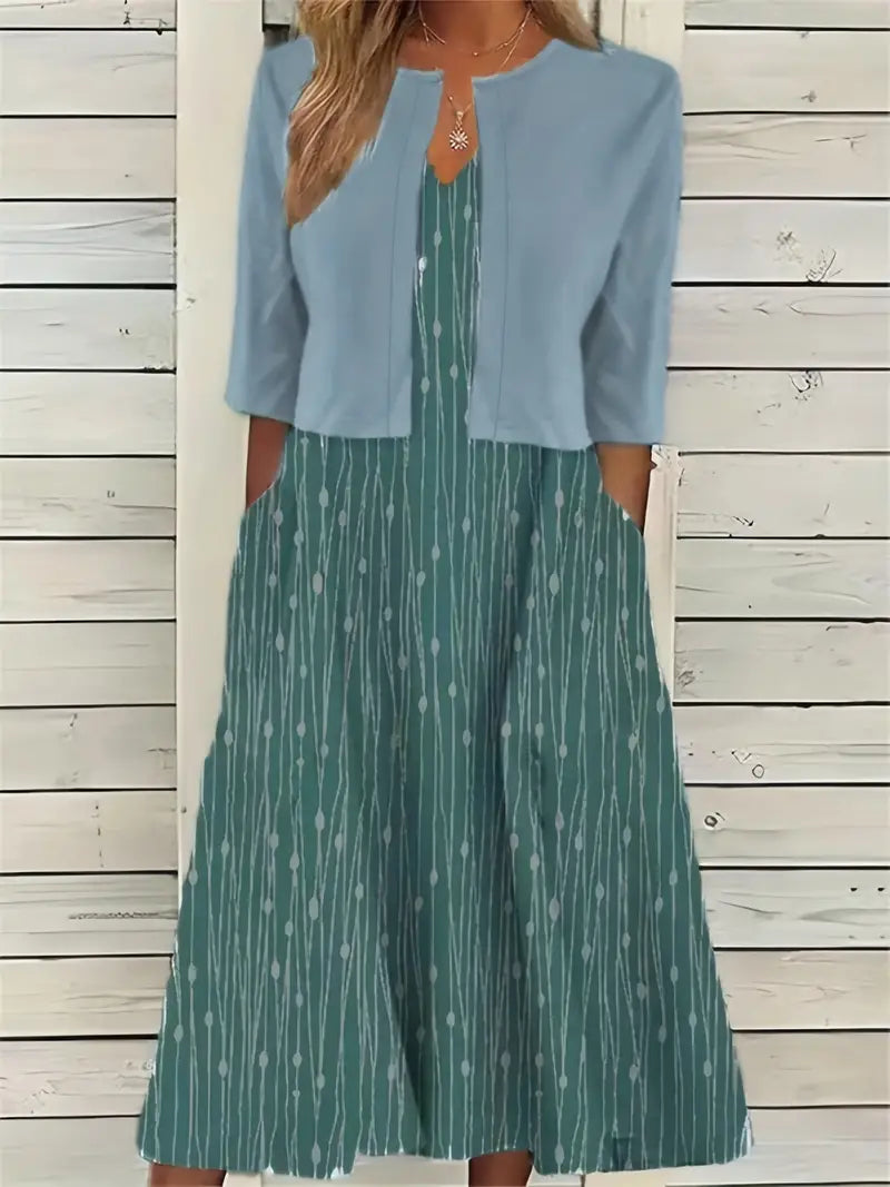 Sofía | Vestido midi para mujer con estampado floral y chaqueta