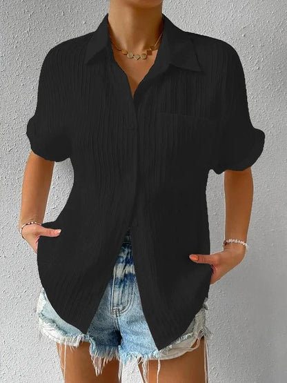Camisa mujer blanca abotonada casual – ligera y cómoda verano
