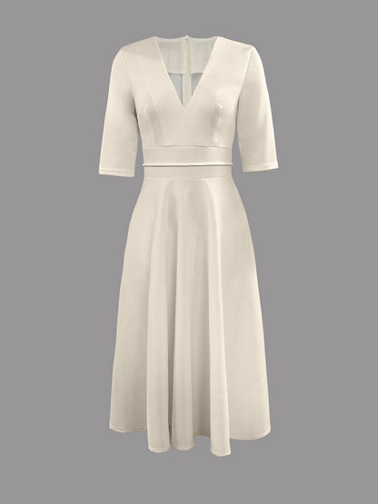 Isabela | Vestido midi de invitada con falda acampanada elegante para mujer