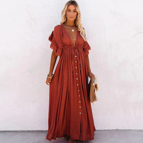 Yolanda | Vestido largo de mujer ligero y fluido para verano