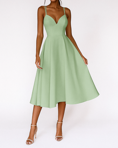 Valeska | Vestido midi de tirantes con escote profundo para mujer