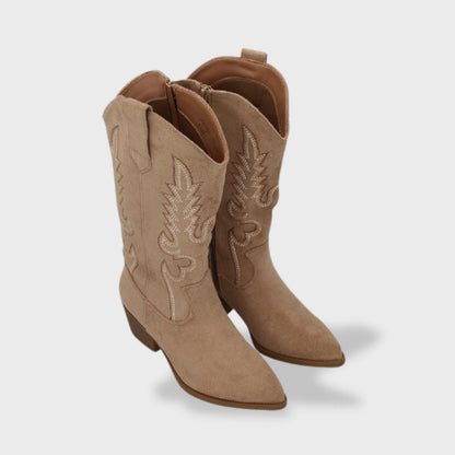Botas Ortopédicas Cowboy Bordado Ante Mujer