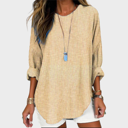 Blusa Mujer De Rayas Manga Larga – Camisa Casual Elegante