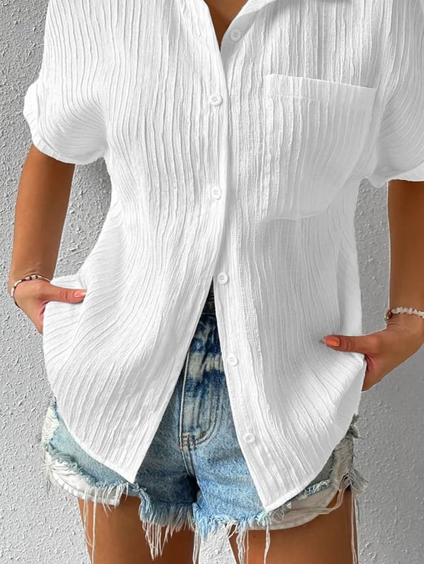 Camisa mujer blanca abotonada casual – ligera y cómoda verano