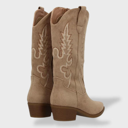 Botas Ortopédicas Cowboy Bordado Ante Mujer