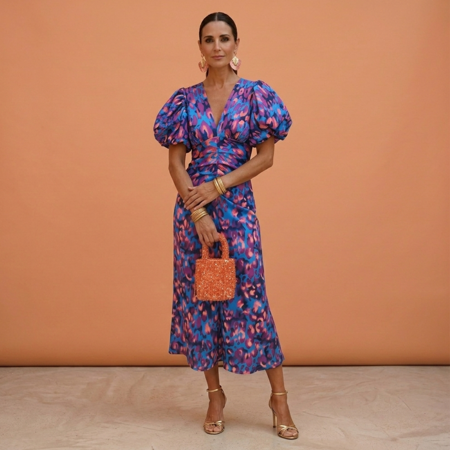 Vestido primavera mujer escote V con mangas abullonadas – estilo elegante femenino