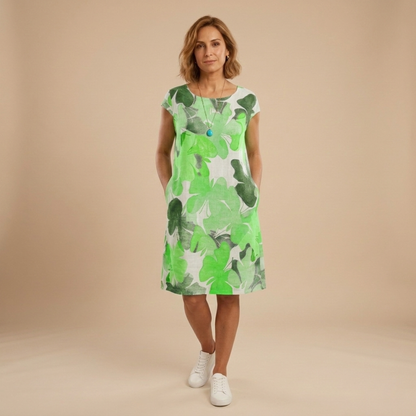 Túnica floral mujer manga corta con bolsillos – estilo casual cómodo verano