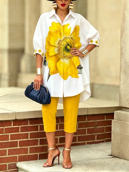 Conjunto Mujer Dos Piezas Estampado Floral – Estilo Elegante Moderno